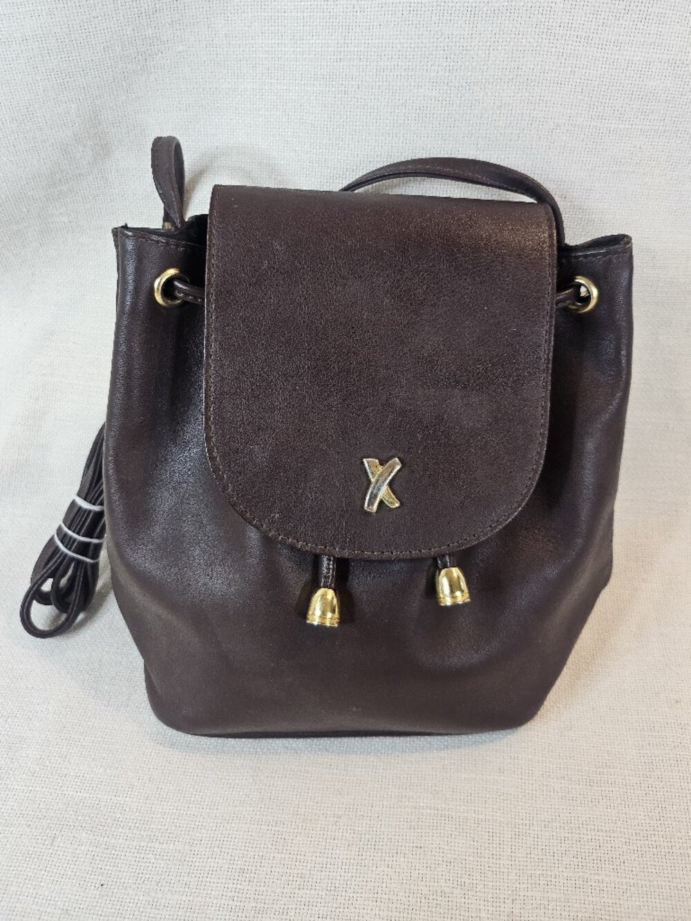 Paloma Picasso Brown Leather Mini Drawstring Bag - Vintage